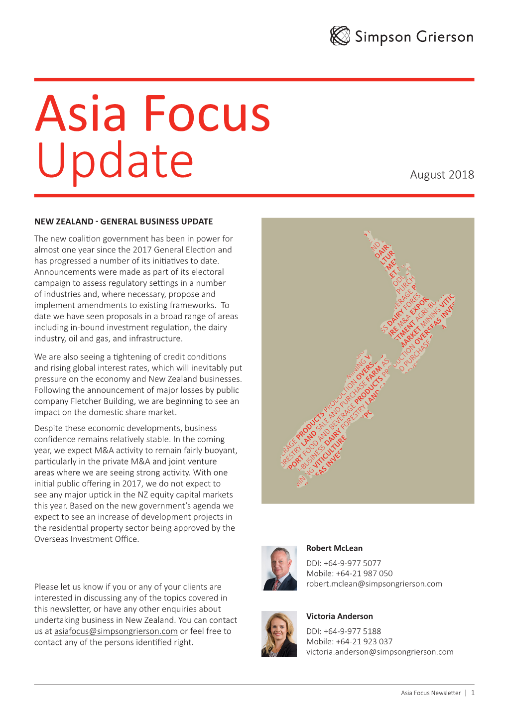 Asia Focus Newsletter August 2018