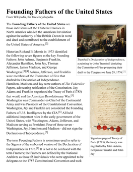 Founding Fathers of the United States from Wikipedia, the Free Encyclopedia