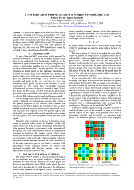 Color Filter Array Patterns Designed to Mitigate Crosstalk Effects in Small Pixel Image Sensors Leo Anzagira and Eric R