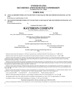 RAYTHEON COMPANY (Exact Name of Registrant As Specified in Its Charter) ______