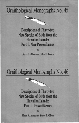 Descriptions of Thirty-Two New Species of Birds from the Hawaiian Islands: Part Ii. Passeriformes Ornithological Monographs