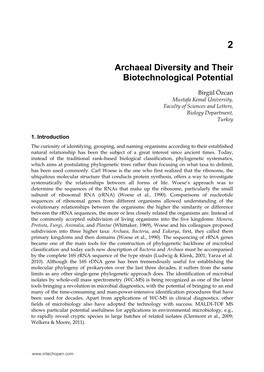 Archaeal Diversity and Their Biotechnological Potential