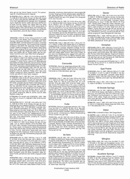 Missouri Directory of Radio Columbia Concordia Crestwood De