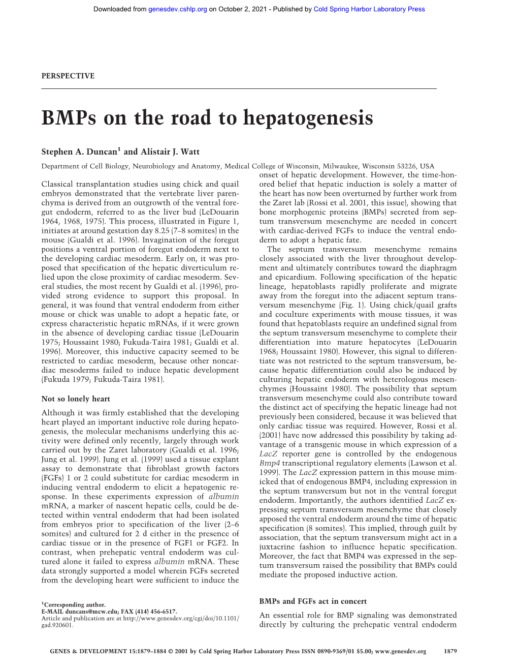 Bmps on the Road to Hepatogenesis