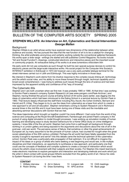 Bulletin of the Computer Arts Society Spring 2005