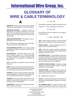 IWG Glossary of Wire and Cable Terminology
