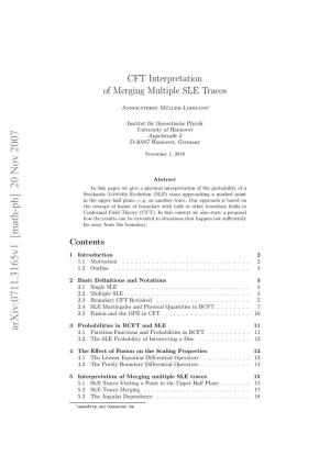 CFT Interpretation of Merging Multiple SLE Traces