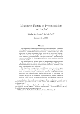 Minconvex Factors of Prescribed Size in Graphs∗