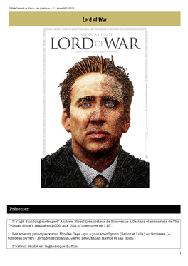 Lord of War- Arts Plastiques