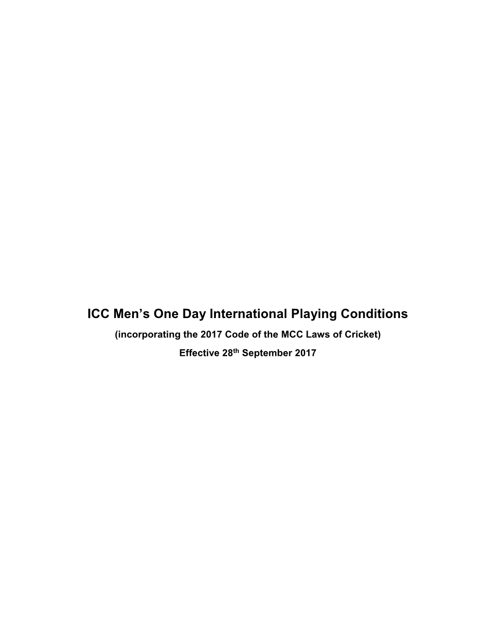 ICC Men's One Day International Playing Conditions