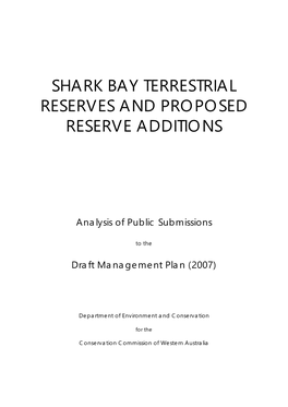 Shark Bay Terrestrial Reserves and Proposed Reserve Additions