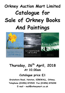 Catalogue for Sale of Orkney Books and Paintings