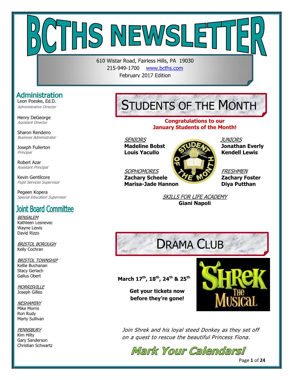 Students of the Month Drama Club