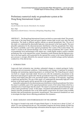 Preliminary Numerical Study on Groundwater System at the Hong Kong International Airport