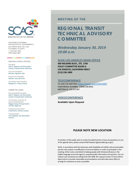 Regional Transit Technical Advisory Committee January 30, 2019 Agenda
