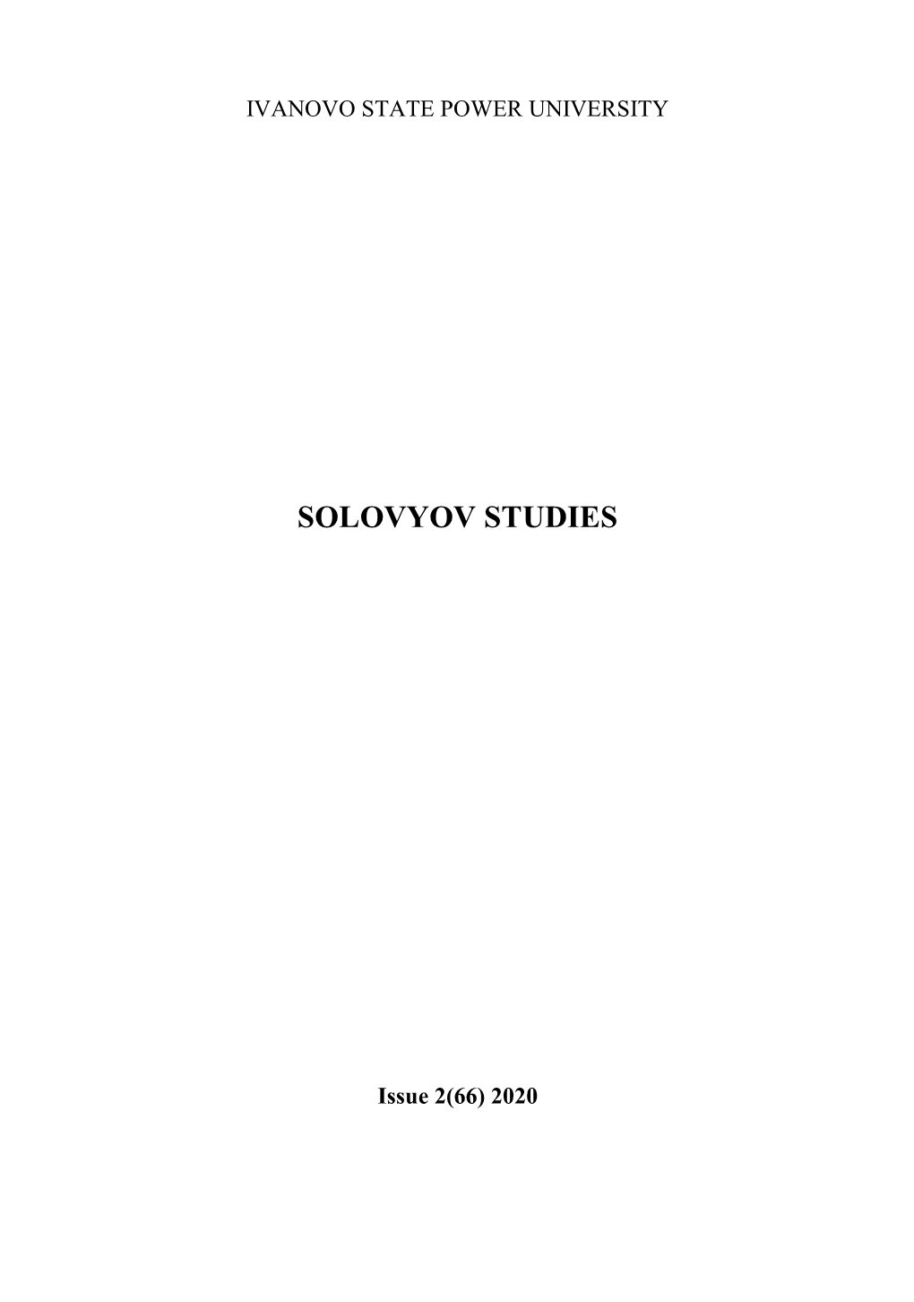 Solovyov Studies