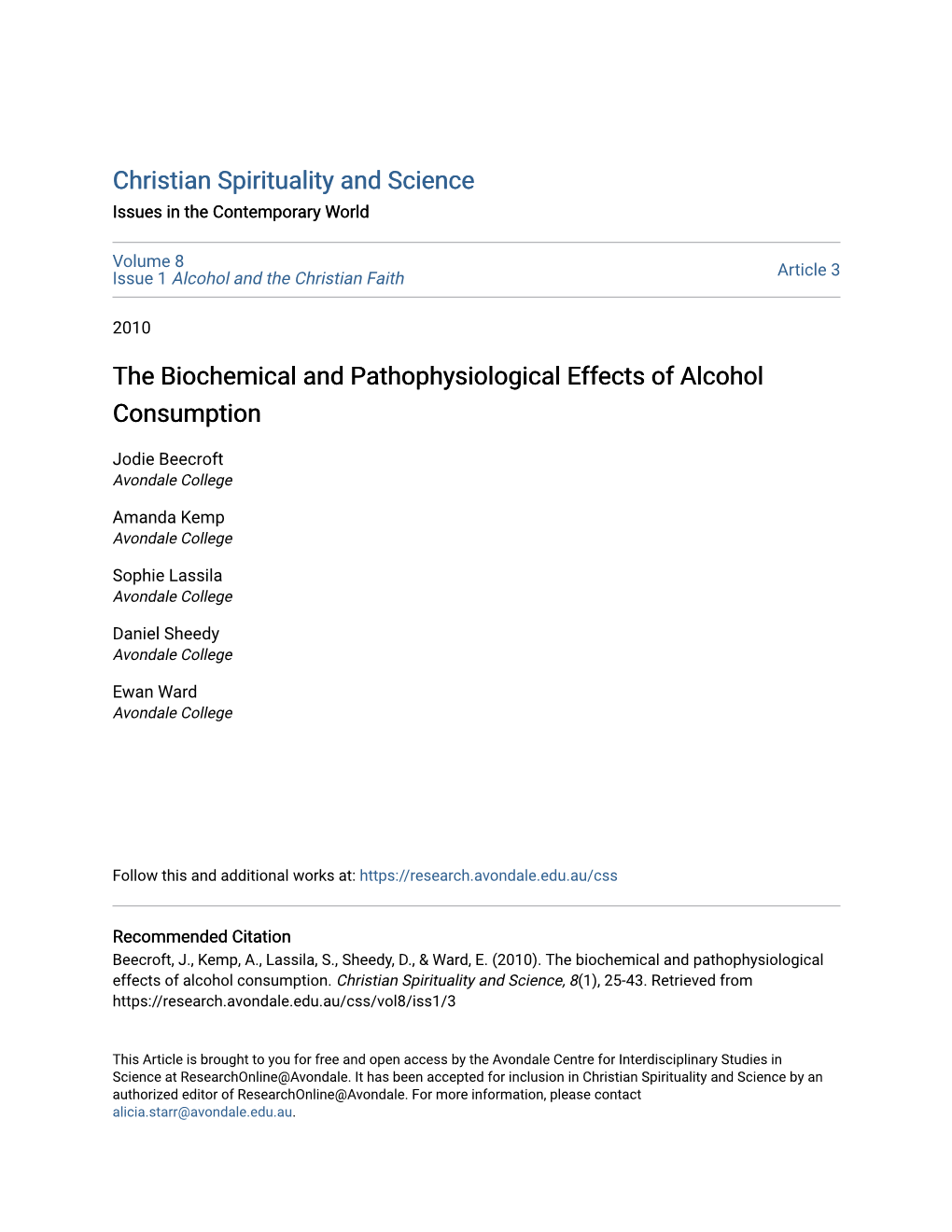 The Biochemical and Pathophysiological Effects of Alcohol Consumption
