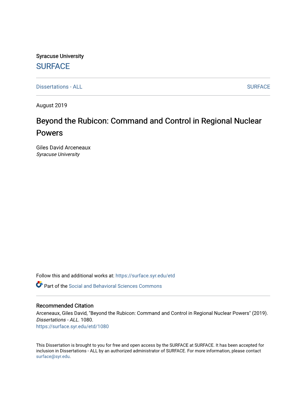 Command and Control in Regional Nuclear Powers