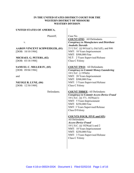 IN the UNITED STATES DISTRICT COURT for the WESTERN DISTRICT of MISSOURI WESTERN DIVISION UNITED STATES of AMERICA, Plaintiff, V