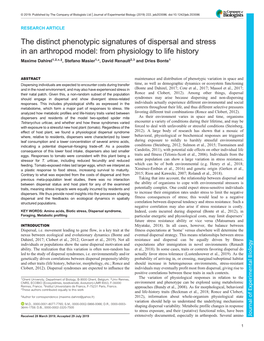 The Distinct Phenotypic Signatures of Dispersal and Stress in an Arthropod