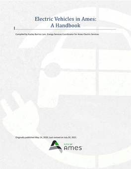 ELECTRIC VEHICLES in AMES: a HANDBOOK Electric Vehicles in Ames: a Handbook