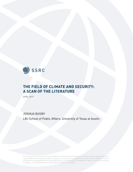 The Field of Climate and Security: a Scan of the Literature