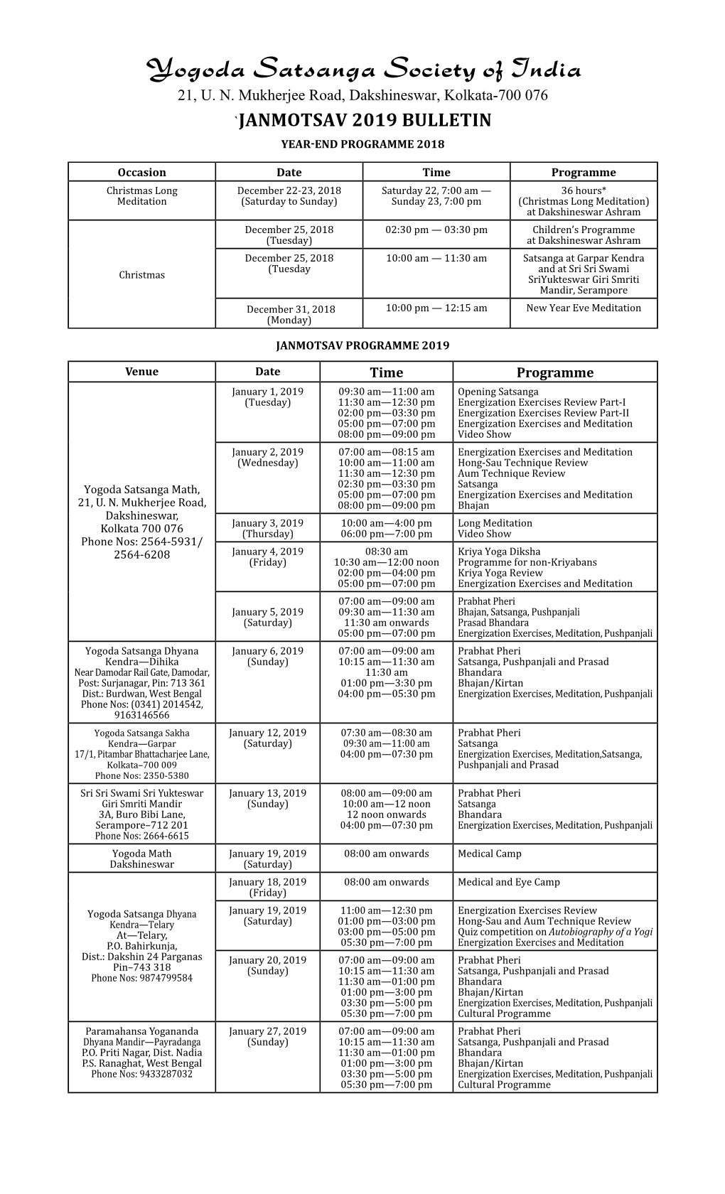 Yogoda Satsanga Society of India 21, U