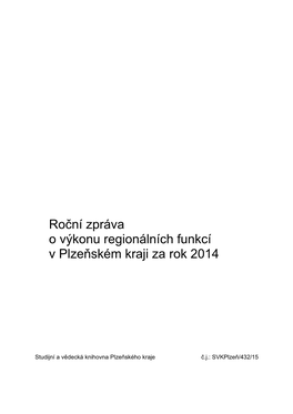 Výroční Zpráva O Výkonu Regionálních Funkcí V Plzeňském Kraji
