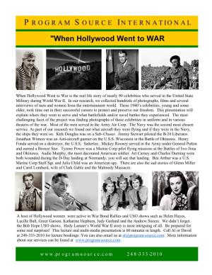 "When Hollywood Went to WAR
