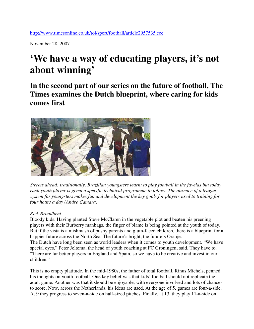 Dutch Soccer Education