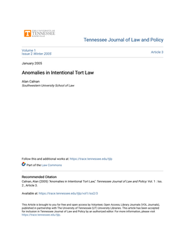 Anomalies in Intentional Tort Law