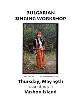 Bulgarian Singing Workshop !