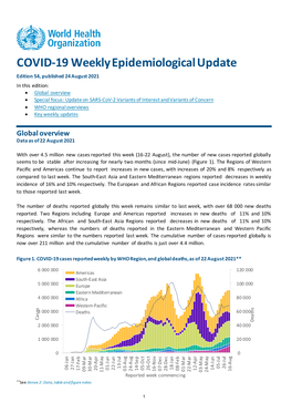 COVID-19 Weekly Epidemiological Update