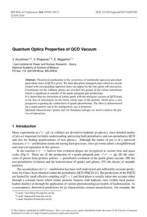 Quantum Optics Properties of QCD Vacuum