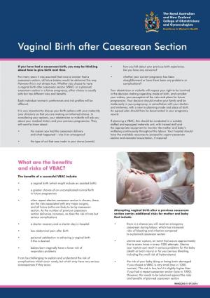 Vaginal Birth After Caesarean Section