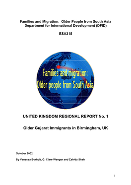 Families and Migration: Older People from South Asia Department for International Development (DFID)