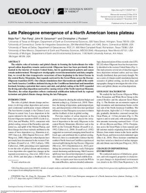 Late Paleogene Emergence of a North American Loess Plateau Majie Fan1*, Ran Feng2, John W