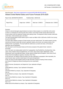 Global Cricket Market Status and Future Forecast 2015-2025