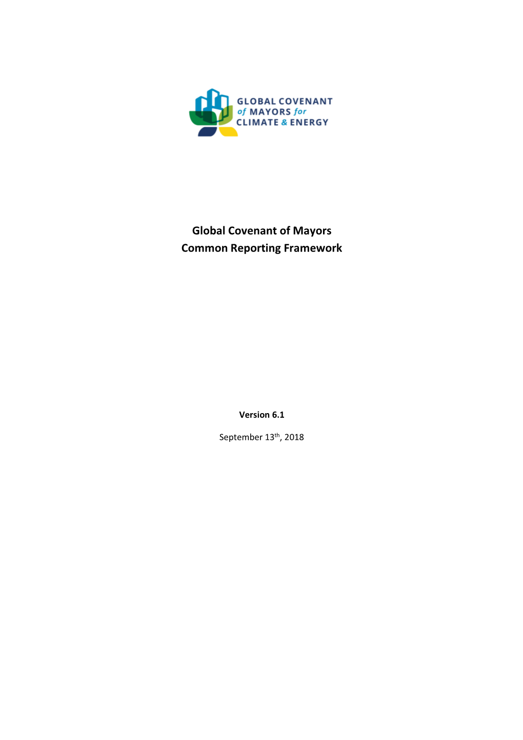 Global Covenant of Mayors Common Reporting Framework