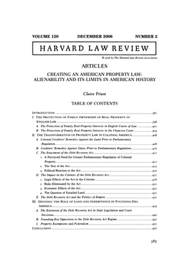 Creating an American Property Law: Alienabilityand Its Limits in American History
