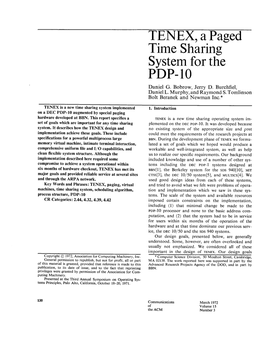 TENEX, a Paged Time Sharing System for the PDP-10 Daniel G