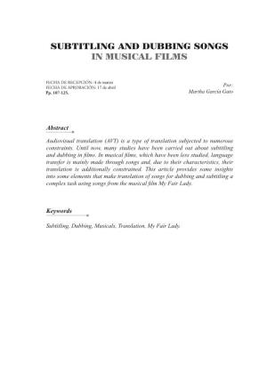 Subtitling and Dubbing Songs in Musical Films