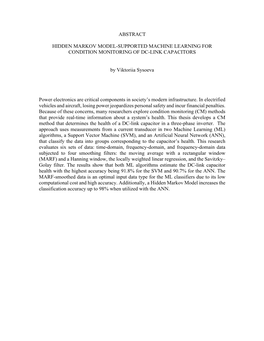 Hidden Markov Model-Supported Machine Learning for Condition Monitoring of Dc-Link Capacitors