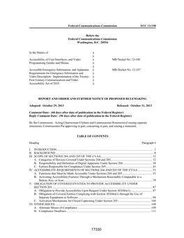 Federal Communications Commission FCC 13-138 Before the Federal