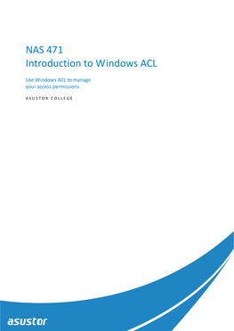 NAS 471 Introduction to Windows ACL