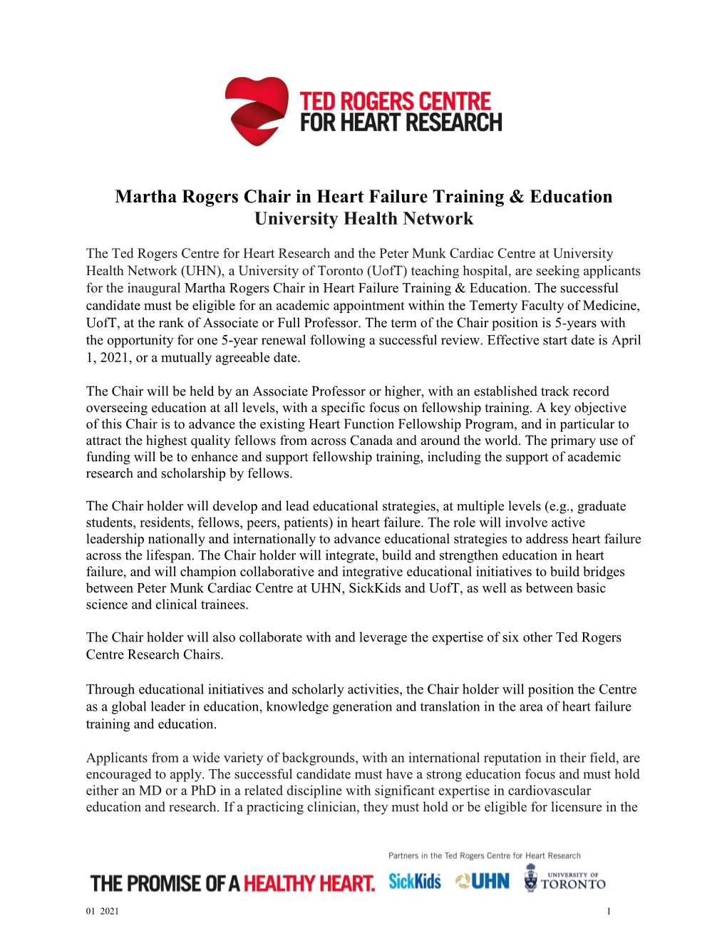 Martha Rogers Chair in Heart Failure Training & Education