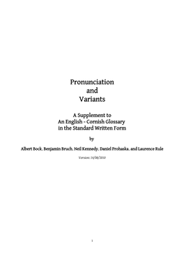 Pronunciation and Variants