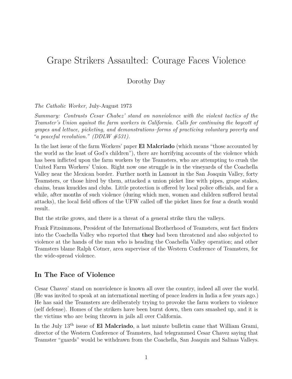 Grape Strikers Assaulted: Courage Faces Violence