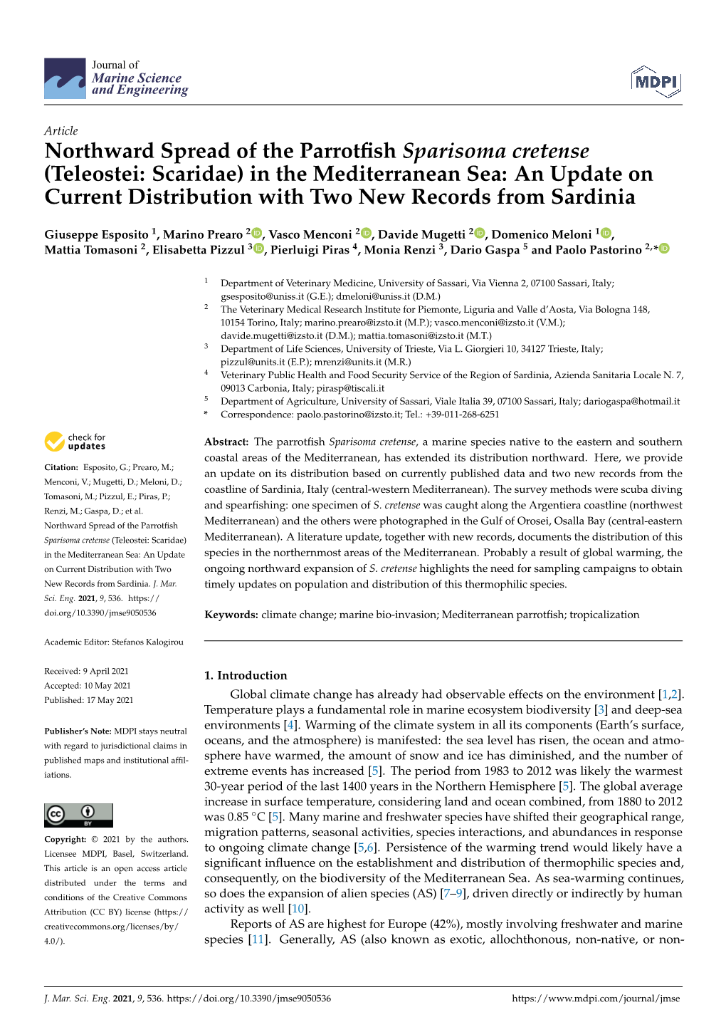 In the Mediterranean Sea: an Update on Current Distribution with Two New Records from Sardinia