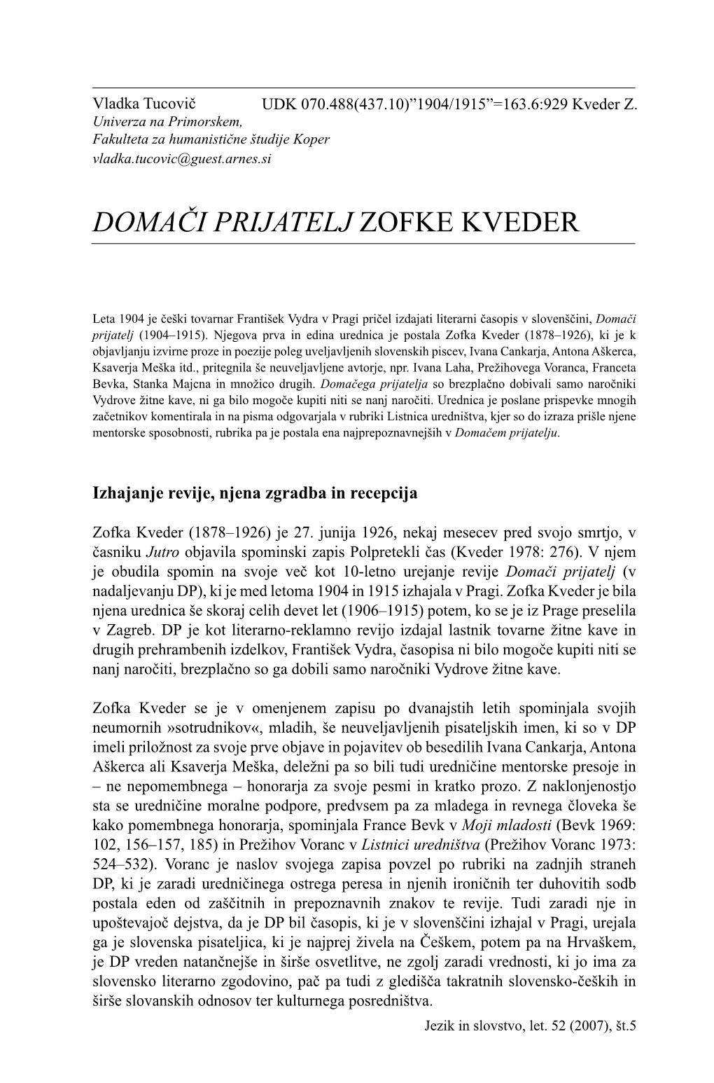 Domači Prijatelj Zofke Kveder